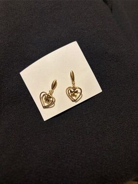 vintage 14K gold-filled heart and butterfly dangle earrings